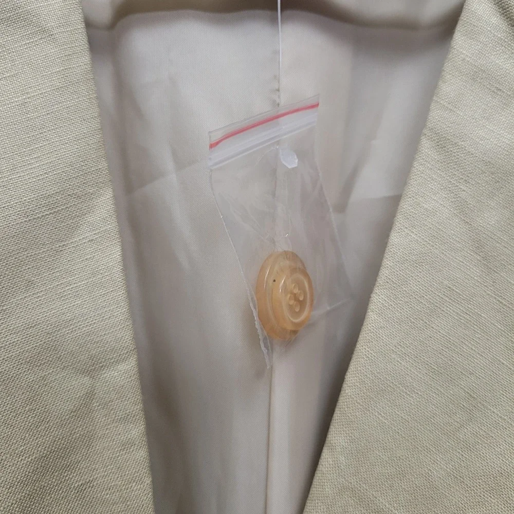 NEW JG Hook‎ Linen Blend Blazer Womens 20WP Lined Classic Natural Beige Business
